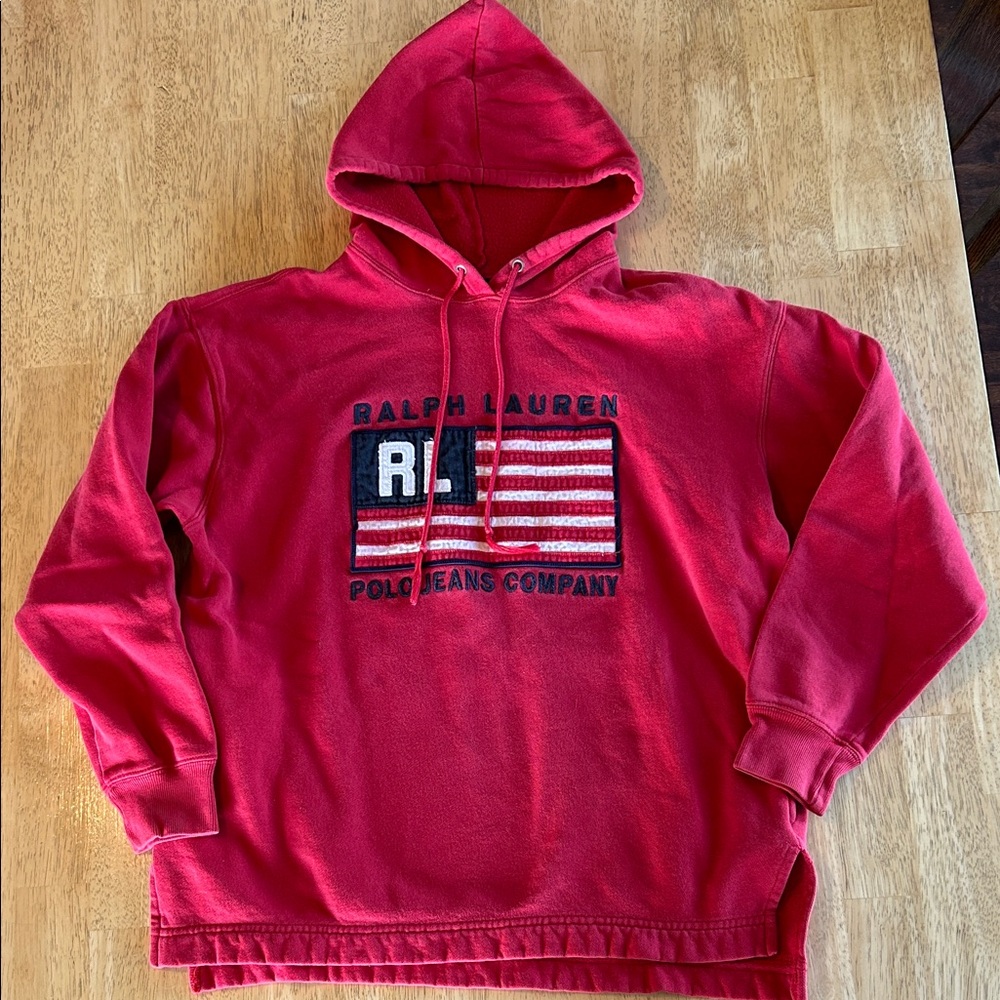Ralph Lauren Red Hoodie with Flag Design